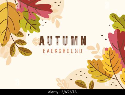 autumn background with bright leaves in opposite corners Stock Vector