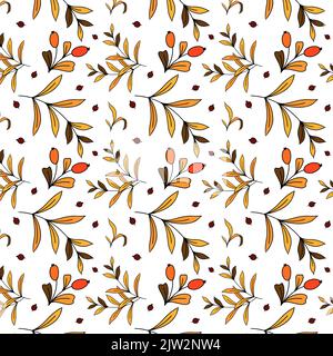 berries on a branch and autumn herbs and leaves Stock Vector