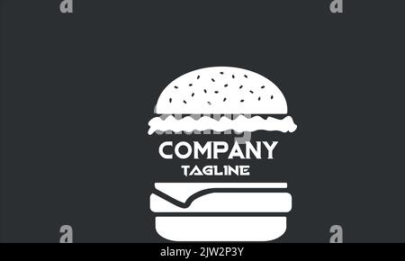 minimal burger logo template Stock Vector