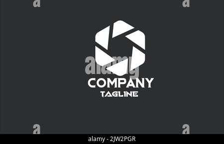minimal camera cube logo template Stock Vector