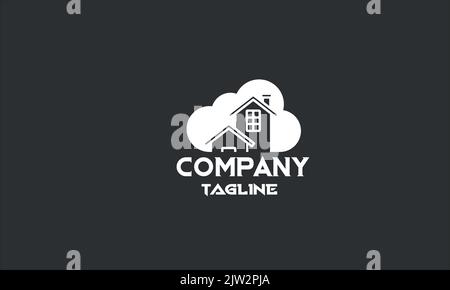 minimal real estate cloud home logo template Stock Vector