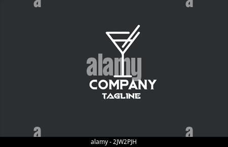minimal cocktail bar logo template Stock Vector