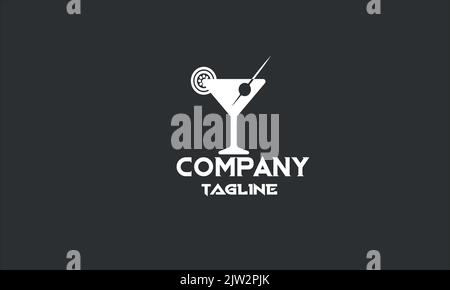 minimal cocktail bar logo template Stock Vector