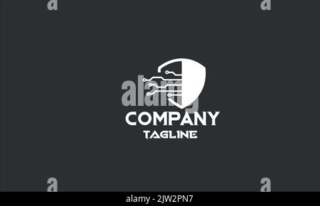 minimal digital security logo template Stock Vector