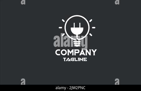 minimal bulb electrician logo template Stock Vector