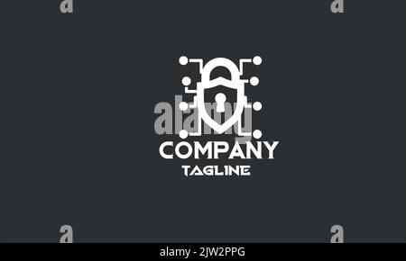 minimal digital security logo template Stock Vector