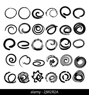 Circle drawing, freehand curve brush stroke line for use as element in design, vector illustration Stock Vector