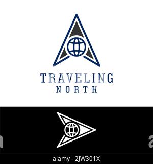 Globe and Arrow Head Suitable For Traveling Company Logo Stock Vector