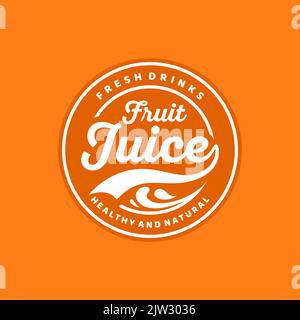 Fresh Fruit Juice Emblem Logo Vector Design Stock Vector