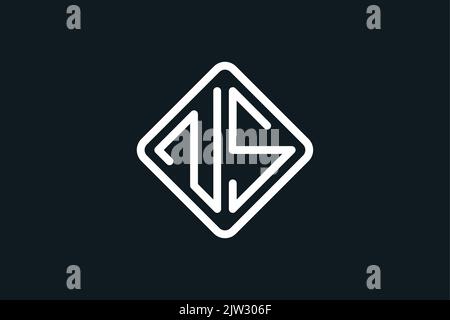 Initials NS Geometric Monogram Logo Design , Simple Square NS Letter Logo Stock Vector