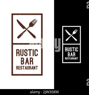 Grunge Stamp For Vintage Restaurant Logo Design Stock Vector