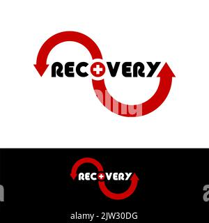 Recovery Typography With Health Symbol Vector Design Stock Vector