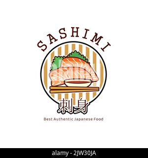 Japanese Food Sashimi Logo Illustration Vector Design Stock Vector