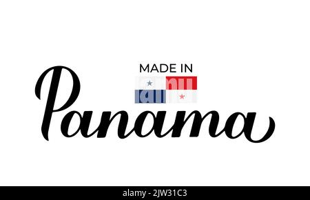 Made in Panama handwritten label. Calligraphy hand lettering.  Quality mark vector icon. Perfect for logo design, tags, badges, stickers, emblem, prod Stock Vector