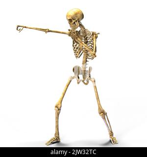 Skeleton boxing, illustration. Human skeleton in a boxing position. Stock Photo