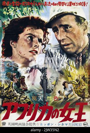 The African Queen (United Artists, 1951). Japanese version. Humphrey Bogart and Katharine Hepburn Stock Photo