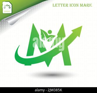 Natural letter M with eco logo design template Stock Vector