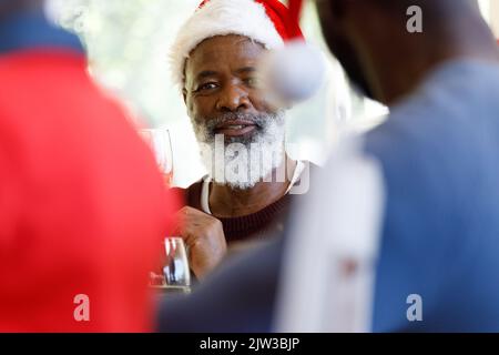 Multi generation african american family in dining room Stock Photo