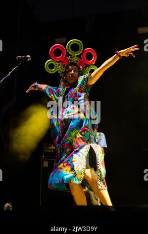 Colombian band Aterciopelados performs live during Vive Latino 2022 Festival in Zaragoza, Spain Stock Photo