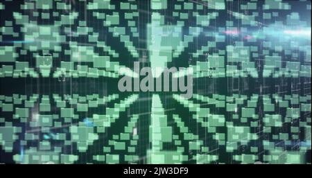 Image of network of digital files and online security padlock with data processing Stock Photo