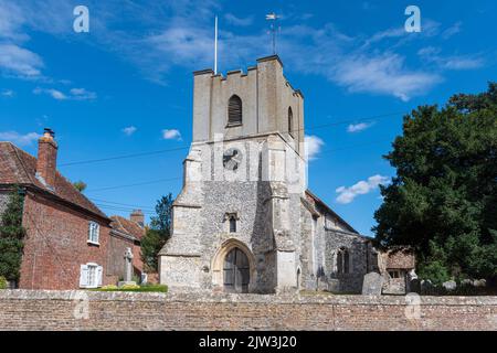 Broughton village church in Hampshire, England, UK, St Mary's Church in the high street. Stock Photo