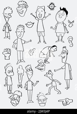 assorted cartoon characters sheet Stock Photo