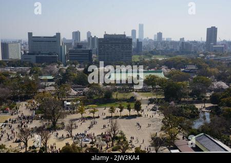 Osaka Castle garden view Stock Photo