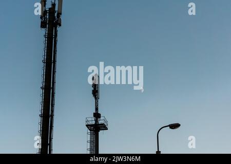 cellular antenna of 3g, 4g, 5g, lte signal mobile station, telecom equipment Stock Photo