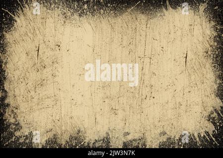 Texture of old yellowed paper with scratches and stains and vignette Stock Photo