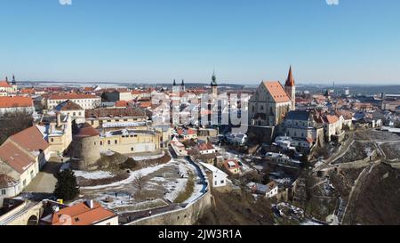 scenic aerial panorama of Znojmo city, South Moravia, Czech Republic ...