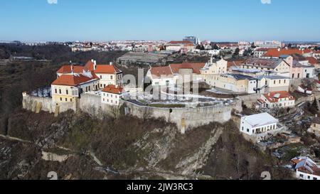 scenic aerial panorama of Znojmo city, South Moravia, Czech Republic ...