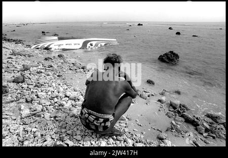 Sri Lanka tsunami 2004.   Climate change increases the risk of more devastating tsunamis like the one in Sri Lanka in 2004.  Sea level rise is not onl Stock Photo