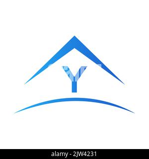 Y logo with real estate house building roof, template. Victor Stock Vector