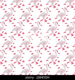 Seamless vector flamingo hand drawn pattern Stock Vector