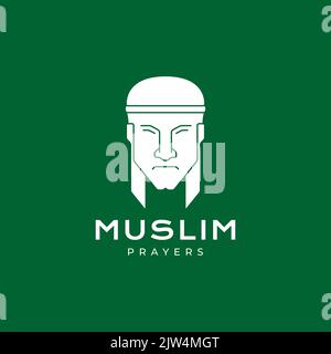 face muslim man with arab turbans logo design Stock Vector