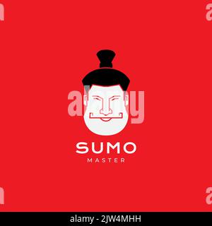 face sumo man logo design Stock Vector