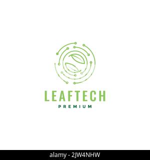 circle leaves technology logo design Stock Vector
