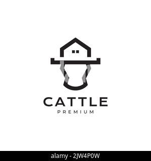head animal livestock with home logo design Stock Vector