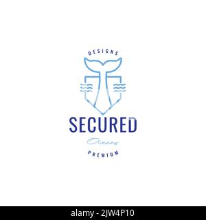 shield with whale tail logo design Stock Vector