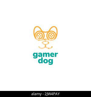face dog gamer logo design lines Stock Vector