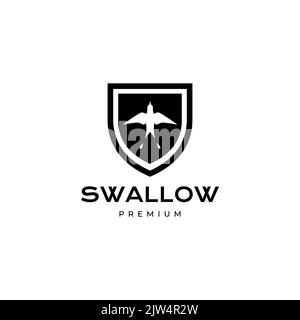 shield with swallow logo design Stock Vector