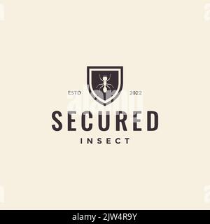 ant with shield logo design Stock Vector