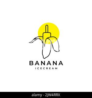 banana ice stick logo design Stock Vector