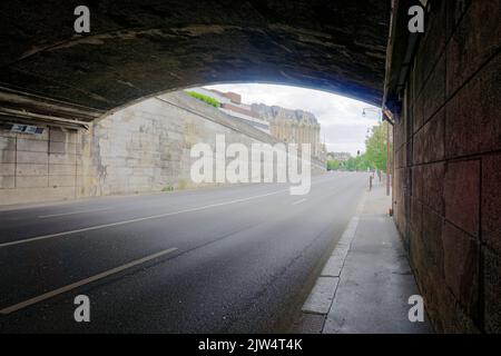 Paris, France - May 29, 2022: View from under Pont de Neuilly towards the south Stock Photo