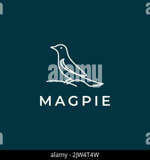 minimal art magpie bird logo design Stock Vector