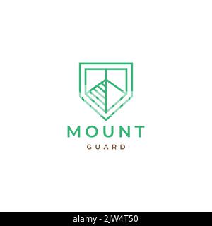minimalist mountain with shield logo design Stock Vector