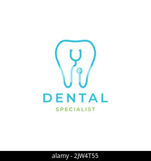 stethoscope minimalist with tooth dental logo design Stock Vector