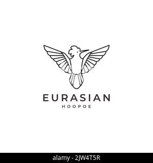 flying bird eurasian hoopoe logo design Stock Vector