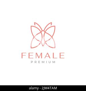 minimal lines feminine butterfly logo design Stock Vector
