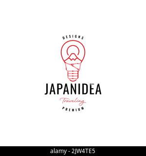 japan mountain with bulb light logo design Stock Vector